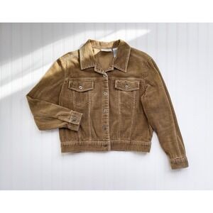 vtg Studio Ease light‎ brown tan corduroy cropped jacket